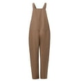 thumbnail image 6 of Lisingtool Womens Plus Size Overalls Casual Loose Dungarees Romper Baggy Playsuit Jumpsuit Jumpsuit Romper with Pockets Solid Color Long Sleeveless Casual Jumpsuit for Women Pants for Women Brown, 6 of 6