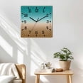 thumbnail image 3 of Teal Brown Ombre Wooden Wall Clock Silent Non Ticking, Turquoise Gradient Modern Abstract Art Square Wall Clocks Battery Operated, Decor Clock for Home Office, Living Room, Kitchen, 10 Inch, 3 of 9