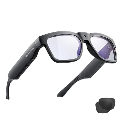 OhO 64G Lunettes Intelligentes avec Caméra Full HD & Haut-Parleur Bluetooth à Oreille Ouverte, Sports Intérieurs & Extérieurs, Objectif Bloquant la Lumière Bleue, pour Hommes Femmes