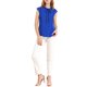 thumbnail image 2 of Camisas de verano con botones y volantes de Allegra K para mujer, con cuello atado y mangas cortas, en azul real, 2 of 6