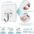 thumbnail image 5 of Wall Hooks 33lbs/15Kg(Max) Transparent Reusable Seamless Hooks for Hanging,Waterproof Oilproof Bathroom Kitchen Heavy Duty Adhesive Hooks,Coat Hooks, Utility Towel Bath Ceiling Hooks (12Pack), 5 of 6