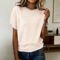 thumbnail image 2 of Womens Short Sleeve Sweaters Crew Neck Knit Short Sleeve Tops Plain Summer Sweaters Lightweight Sweater Shirts Solid Knit Sweater Shirts Summer Knit Pullover Tops Dressy Casual Blouse Beige Xxl, 2 of 9