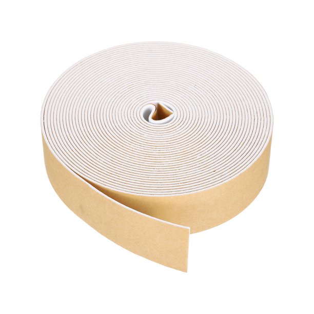 Cinta de Aislamiento de Espuma Uxcell, 1-1/2" x 3/32" x 32.8FT Tira de Sellado Autoadhesiva para Puertas, Insonorización de Ventanas, Sellado de Aire Acondicionado, Blanca