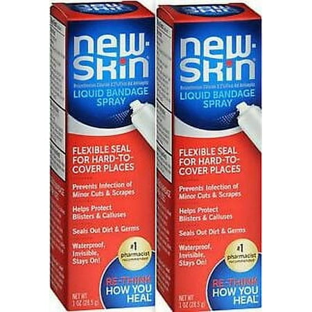 New Skin Liquid SPRAY Bandage, 1oz ( 2 canisters ) NEW LOOK!