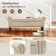 thumbnail image 4 of Dycanpo 50in Storage Bench with Arms, Linen Upholstered Ottoman Bench for Bedroom, Wheat Color, 4 of 7