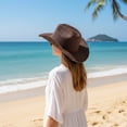 thumbnail image 5 of Jiibva Raffia Straw Panama Cowboy Hat for Women Men Summer Wide Brim Sun Hat Outdoor Hand-crocheted Breathable Beach Caps, 5 of 7