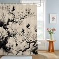thumbnail image 4 of Shower Curtain Flower Branch Silhouette Shower Curtains for Bathroom Decor, Waterproof Polyester Shower Curtain Set with Hooks, Extra Long 72" x 84" Chinese Ink Painting Linen Texture, 4 of 9
