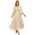 thumbnail image 1 of Vestido CDSSL de chifón champán en forma de A para la madre de la novia, 1 of 6