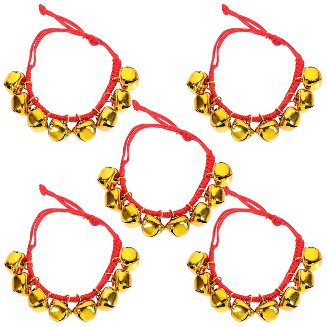 5 piezas de pulseras para niños, pulseras con cascabeles ajustables, sonajeros de muñeca para niños, regalos de fiesta de Navidad, pulseras con cascabeles festivos