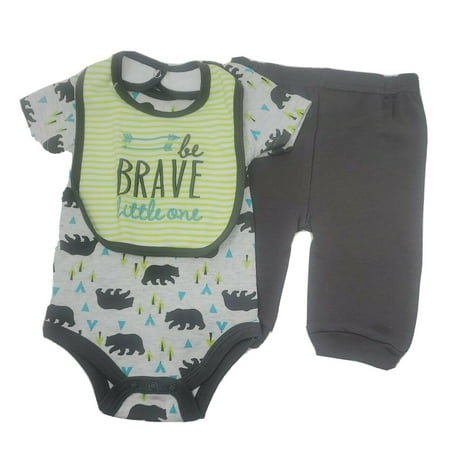 

Cudlie! Be Brave Little One 3-pcs Set - Bib Bodysuit Pants (0-3 Months)