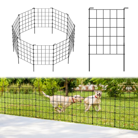 Black Decorative Garden Fence 10 Panels, 10.08ft Outdoor Border for Pets & Flower Beds