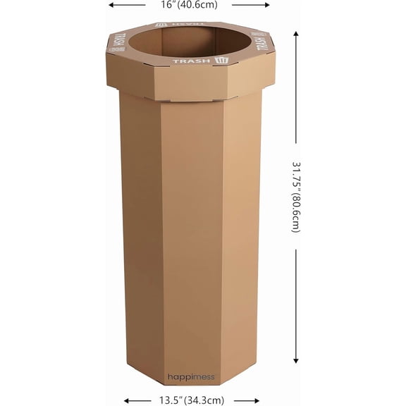 HPM1300A-SET2 Fleur 25-Gallon Traditional Classic Disposable Corrugated Cardboard Event and Recycling Bin