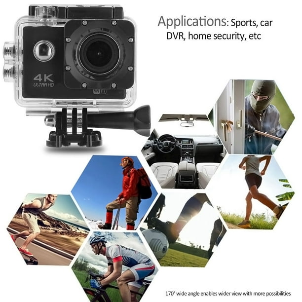 Caméra d'action sportive Aluratek 4K Wi-Fi ASC4KWF 4K, Micro SD 