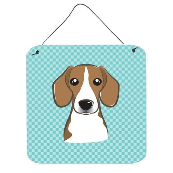 Checkerboard Blue Beagle Aluminum Metal Wall Or Door Hanging Prints, 6 x 6 In.