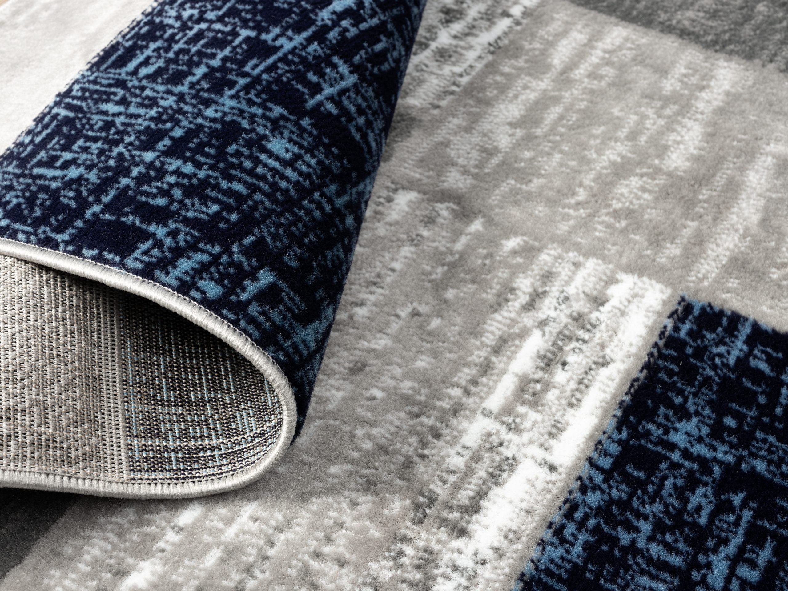 L'Baiet Verena Geometric Area Rug Blue Grey 2' x 3' Small Throw Rugs Carpet for Living Room, Bedroom, Dining Table, Office, Hallway, Foyer | Neutral Colorful Modern Abstract Home Decor