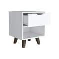 thumbnail image 4 of Dtwnek WoodNightstand with 1 Drawer and Bottom Shelf, White, 4 of 7