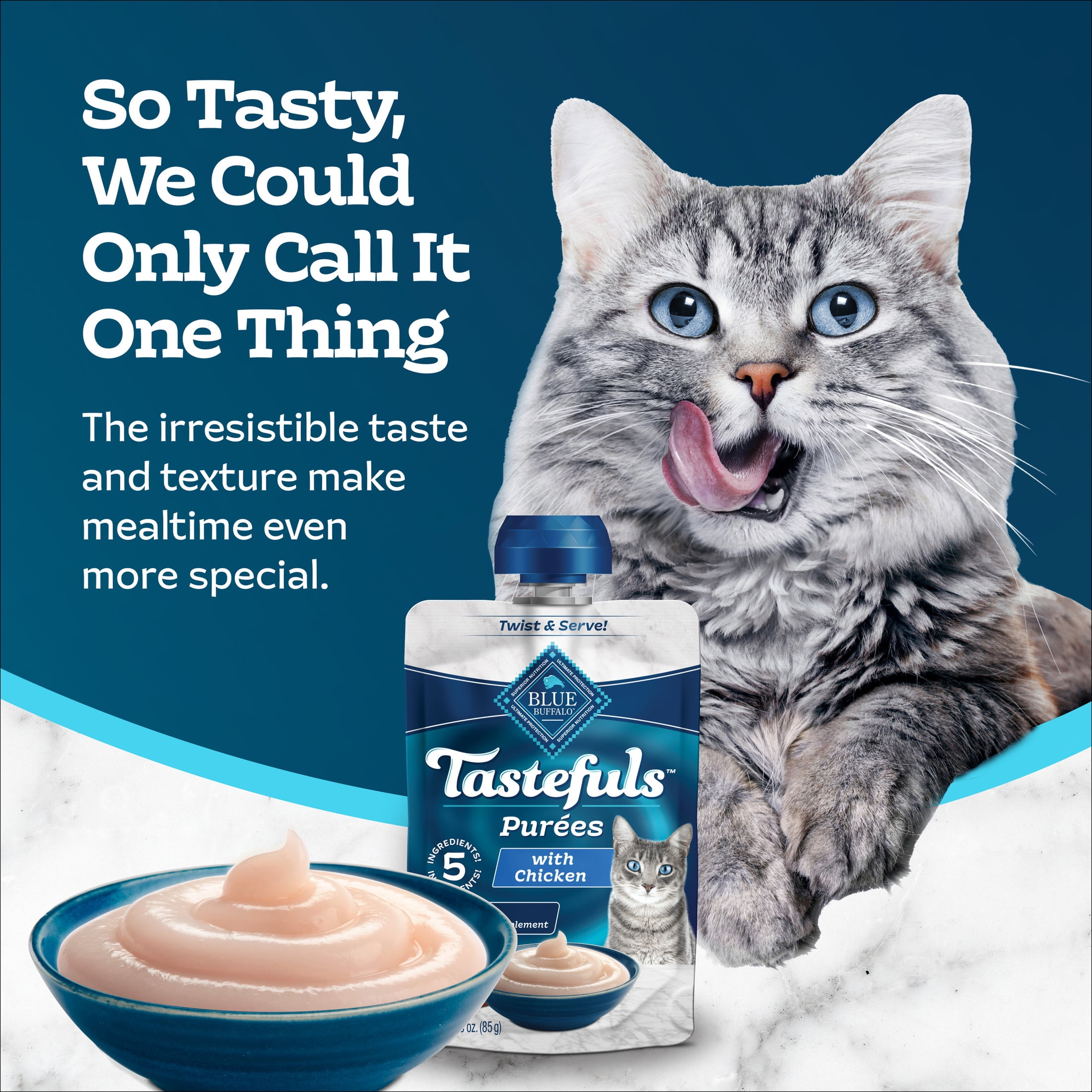Blue Buffalo Tastefuls Adult Natural Wet Cat Food Purées Pouch Chicken