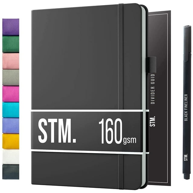 Libreta puntos SCRIBBLES THAT MATTER Cuaderno piel vegana Papel 160 g/m² sin sangrado H M Versión Pro A5 5.75 x 8.5 Carbón vegetal