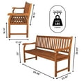 thumbnail image 4 of Laurel 59.1" 3-Seat Slat-Back 600-Lbs Support Acacia Wood Outdoor Garden Patio Bench, Teak, 4 of 8