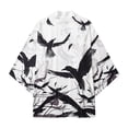 thumbnail image 4 of Tiweut Leisure Cardigan Womens Cardigan Robe Floral Print Bohemian Open Front Duster Longline Wrap Cover Up Loungewear Tops White,L, 4 of 4