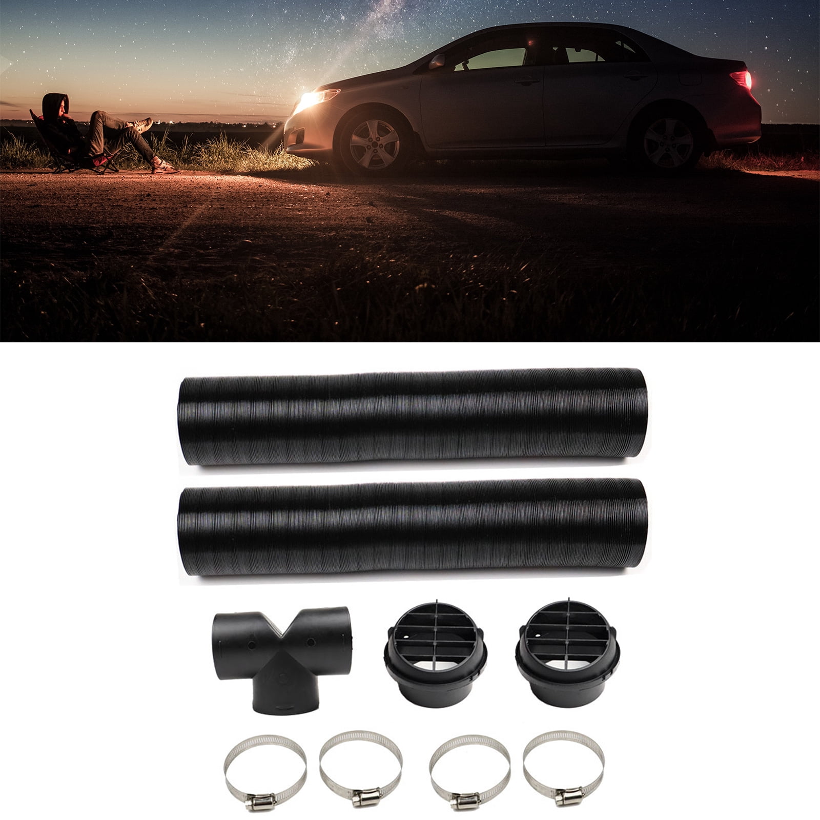 BIBABLYKE Diesels Heater Duct Vent 75mm Diesels Air Parking Heater Pipe Ducting Warm Air Vent Outlet Kits T Shaped Hose Kits
