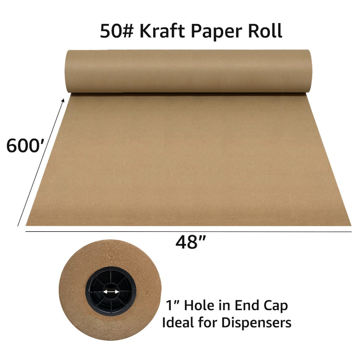 UOFFICE Kraft Paper Roll 600'x48 50lb Strength Brown Shipping Paper Fill