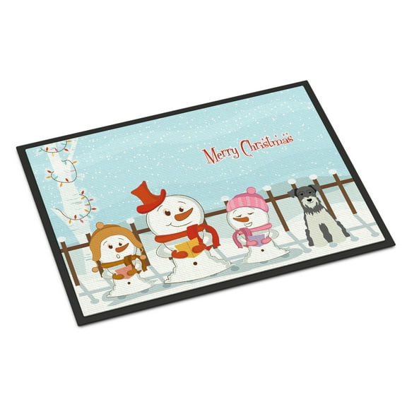 Merry Christmas Carolers Miniature Schanuzer Salt and Pepper Door Mat