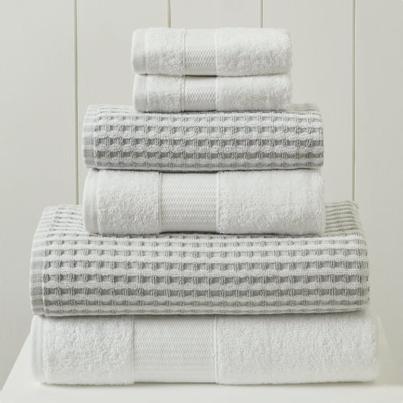 Modern Threads Cobblestone 6-Piece Adult Cotton Bath Towel Set, White