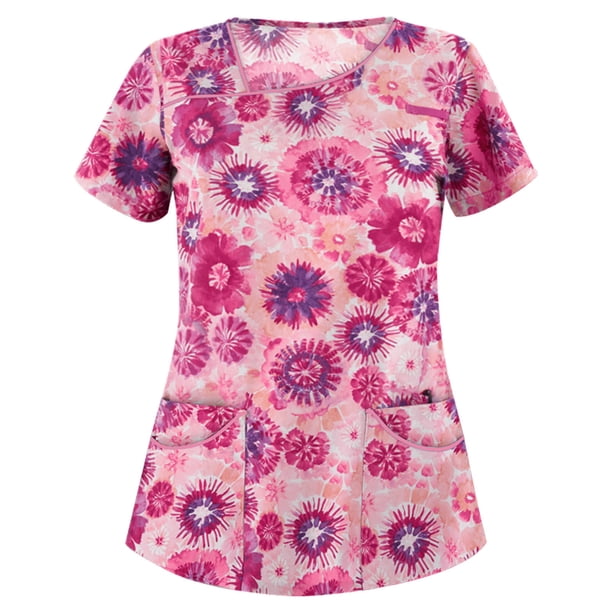Puntoco mujeres moda manga corta cuello tops uniforme de trabajo blusa camisa Puntoco Puntoco-5836