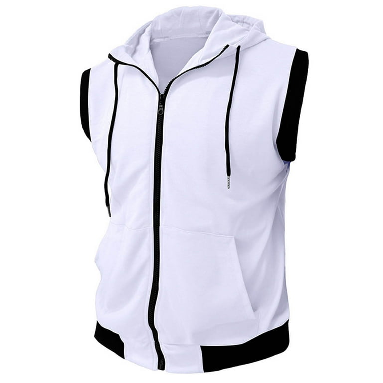 Miqool Sleeveless Hoodies for Men Zip Up Workout Hoodie Gym