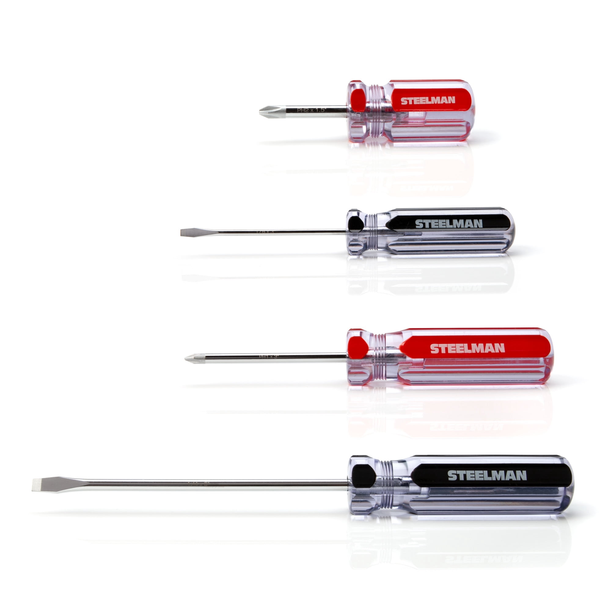 STEELMAN 42051 16-Piece Clear Handle Slotted and Phillips Head Screwdriver Set
