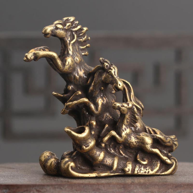 Mini Cute Brass Tortoise Figure Vintage Metal Animal Statue Home Office Ornament 