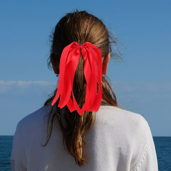 Homoyoyo 2pcs Red Satin Ribbon Bow Hair Ties for Women Girls Daily Wear Hair Accessories