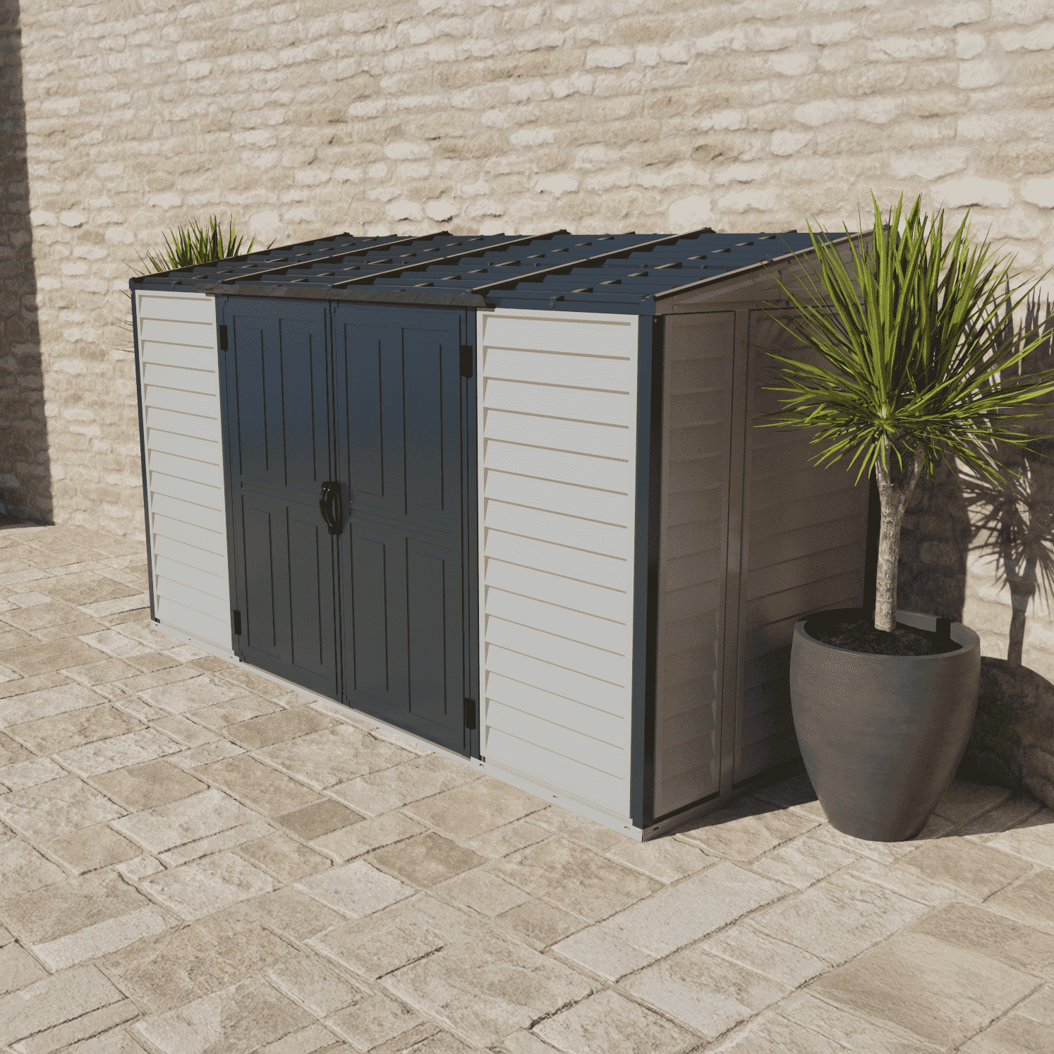DuraMax SideMate Plus Pro 10x4 Vinyl Storage Shed with Double