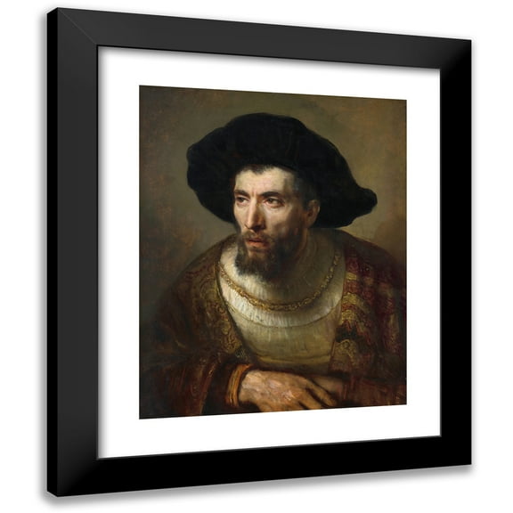 Rembrandt van Rijn 12x14 Black Modern Framed Museum Art Print Titled - The Philosopher (C. 1653)
