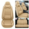 thumbnail image 2 of Tuqiang Car Seat Covers Leather for Dodge for Avenger 1994-2014 Leather Compatible Airbag Water Resistant Front Rear Cushion Protector with Pollow and Headrest Beige, 2 of 7