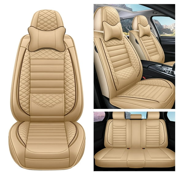 Maidao Car Seat Covers Leather Set for Lexus for NX 2015-Present 5 Seats Front Rear Cushion Protector with Headrest Beige