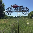 thumbnail image 3 of Americana Motorcycle Garden Spinner, Vintage Style Stake Decoration, Rustic Red With Antiqued Finish, Over 5 Ft Tall (63 Inches - 160 cm), 3 of 7