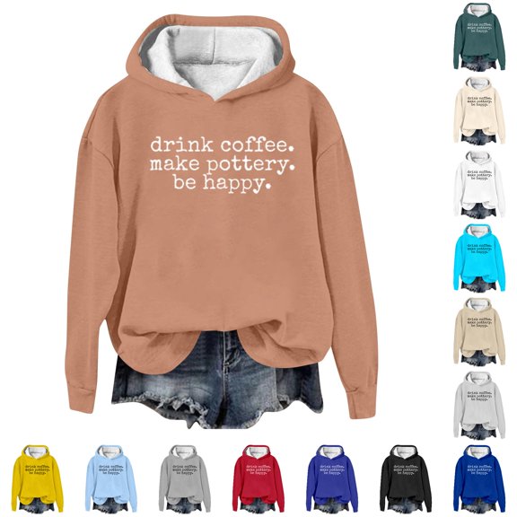 NinXxx Women's Letter Print Hoodie Casual Loose Pullover Sweatshirt Pink XXL