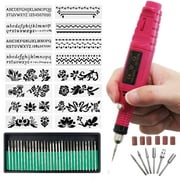 Electric Micro Engraver Pen Mini DIY Engraving Tool Kit for Metal Glass Ceramic Plastic Wood Jewelry with Scriber Etcher 36 Bits and 6 Polishing Head and 16 Stencils