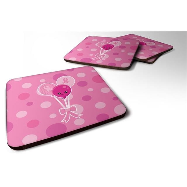 Carolines Treasures BB6979FC Breast Cancer Awareness Ribbon Balloons Foam Coasters - Set of 4