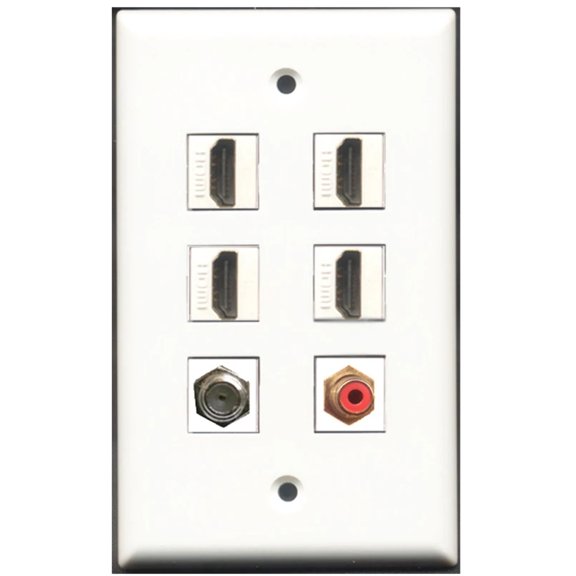 Ultra Spec Cables 4 Port HDMI 1 RCA Red 1 Coax Cable TV- F-Type Wall Plate