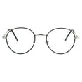 thumbnail image 1 of Classic 90s Metal Rim Round Clear Lens Eye Glasses Frame Silver Black, 1 of 4