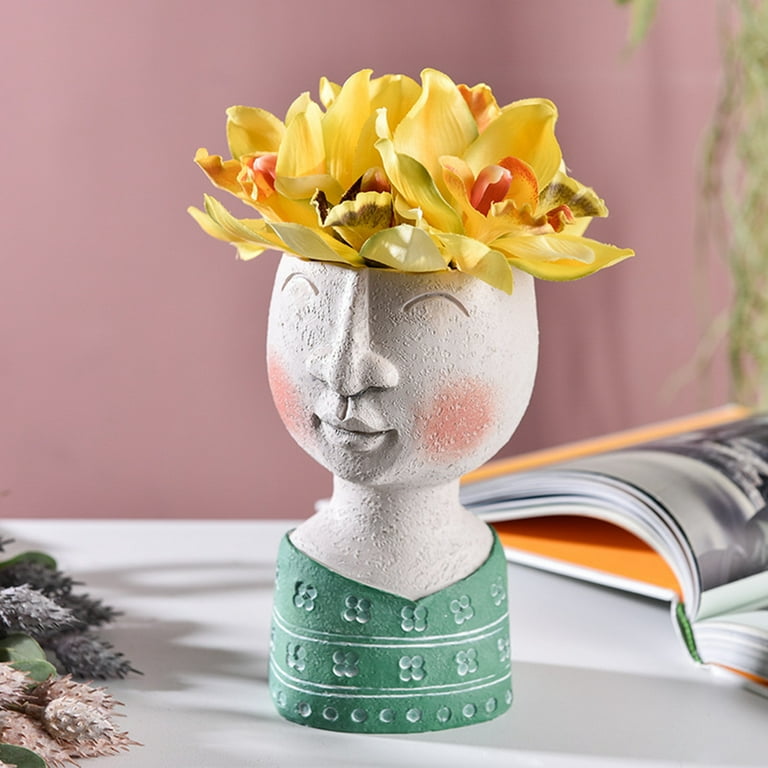 Moon Emoji Head Planter Face Pot Flower Desk Vase Lover Gifts art decor  indoor