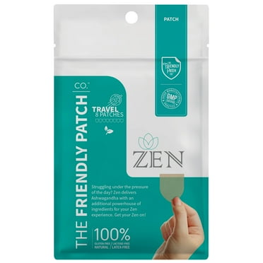 The Friendly Patch Zen Patch - Stress Patches Relax & Calm Supplement Patch with Ashwagandha, Gaba & Gotu Kola - Health Wellness Supplement Stress Patches Travel  8 Pack