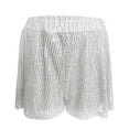 thumbnail image 4 of WAYUTE Women Shorts Sparkling Sequined Double Layer Mesh Shorts Dance Performance Casual Fashion Shorts, 4 of 5
