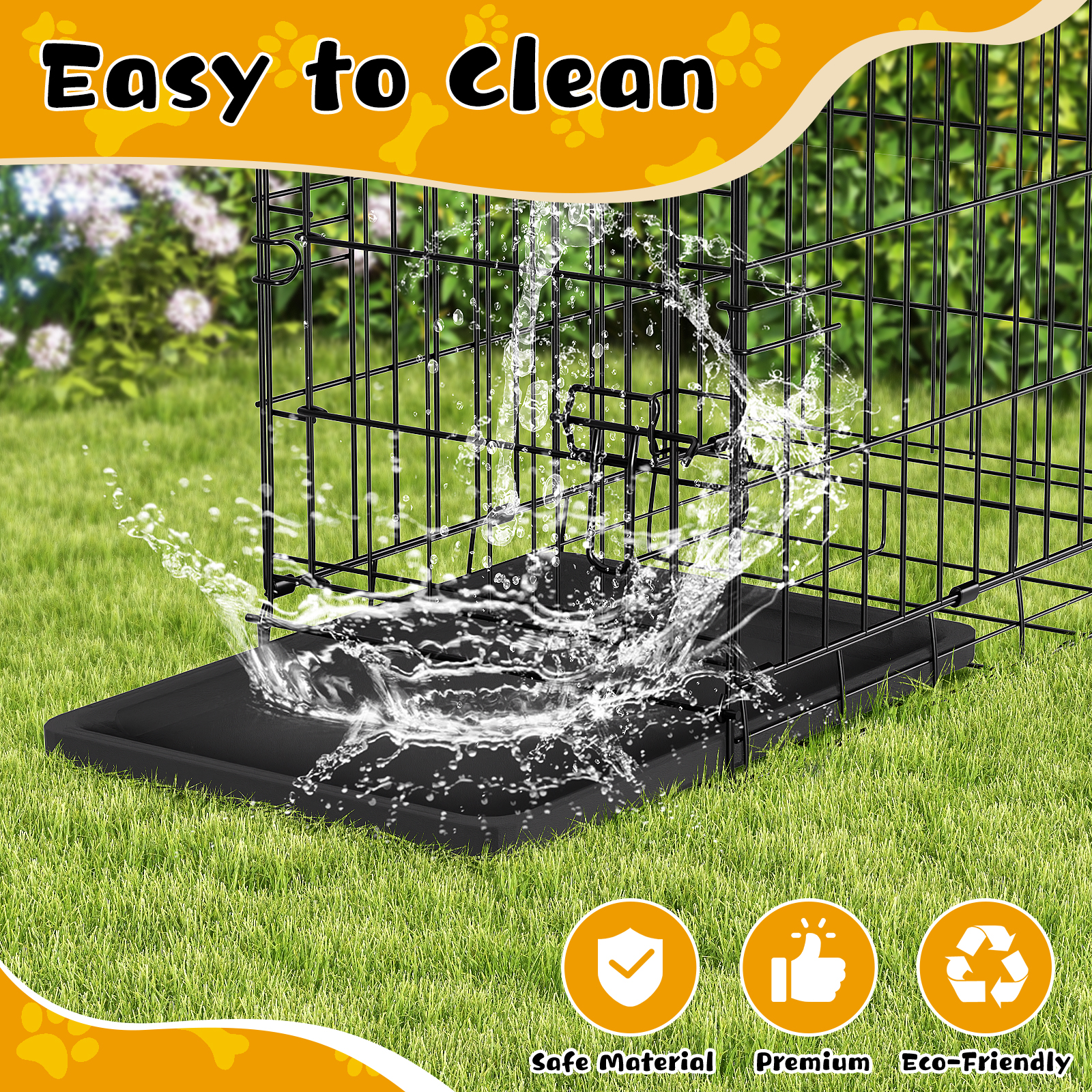 Dkelincs 18" Dog Crate for Small Dogs, Portable Foldable Metal Dog Cage & Kennel with Removable Tray for Home Travel, Black