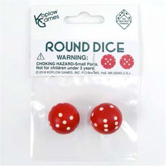 Koplow KPL19370 Round Dice - Red & White, Pack of 2