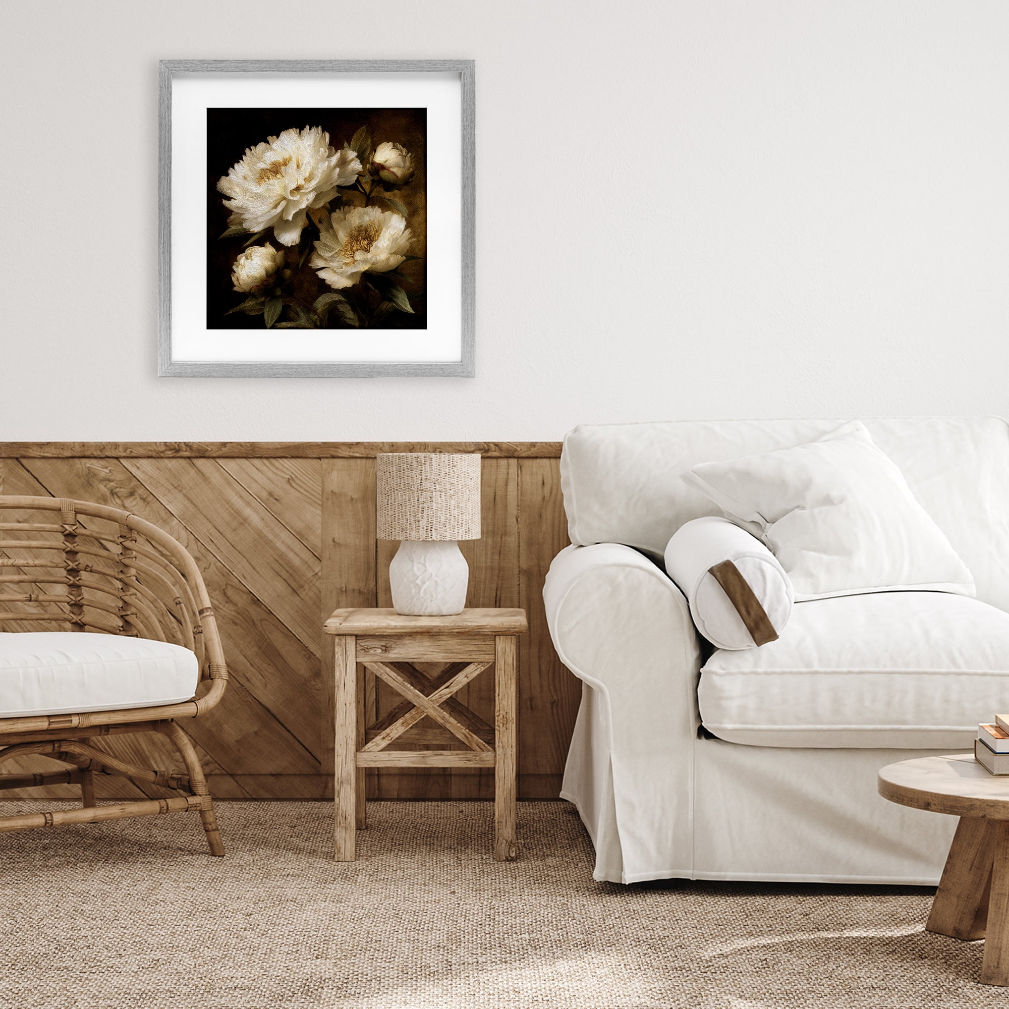Stupell Industries Dreamy Vintage Peony Elegance Gray Framed Print Under Glass, design by Petal Prints Design