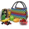 thumbnail image 3 of Disketp Rainbow Chequerboard Bolsa Térmica Estampada, Bolsa Térmica Aislante para Almuerzo, Playa y Campamento, 3 of 6